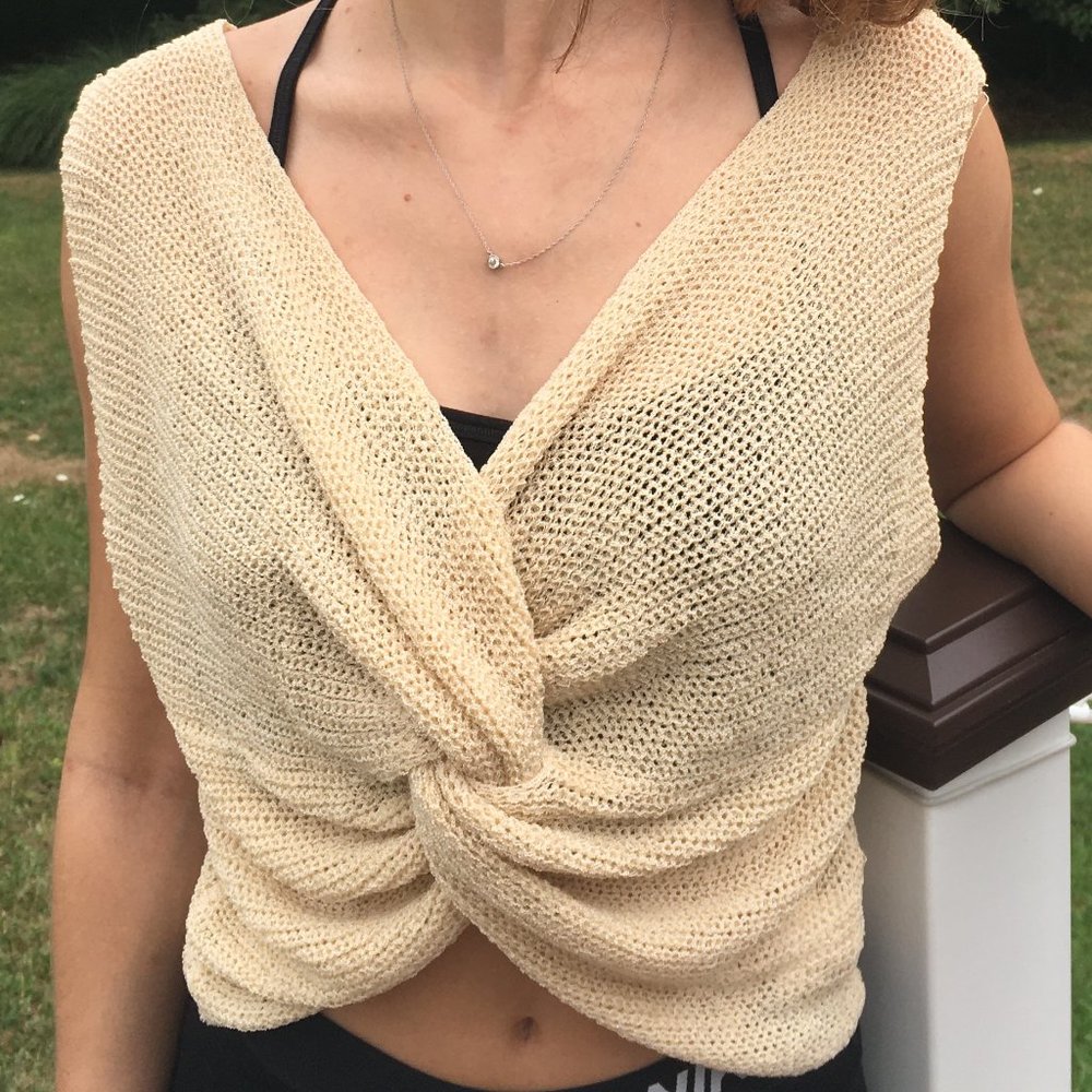 Brand New Cream Boho Wrap Shirt